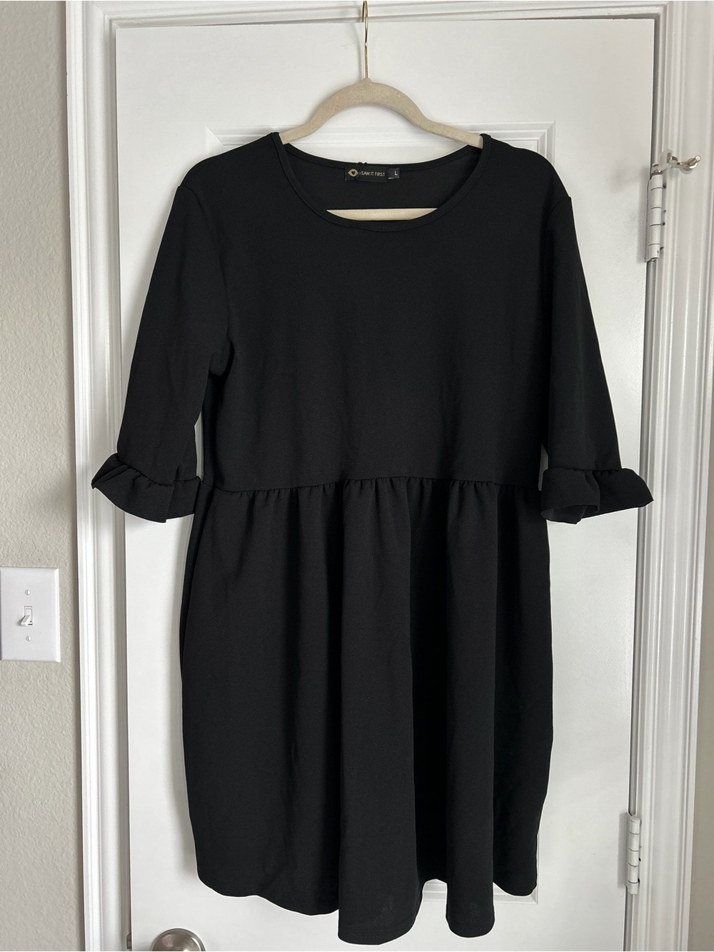 ASOS Black Ruffle Cuff Dress